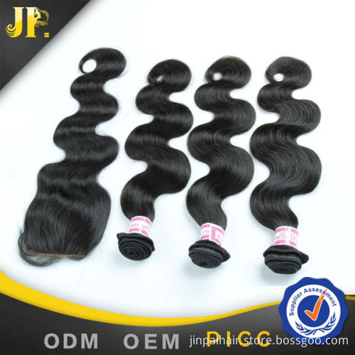 100% virgin peruvian hair extension part closure bundle